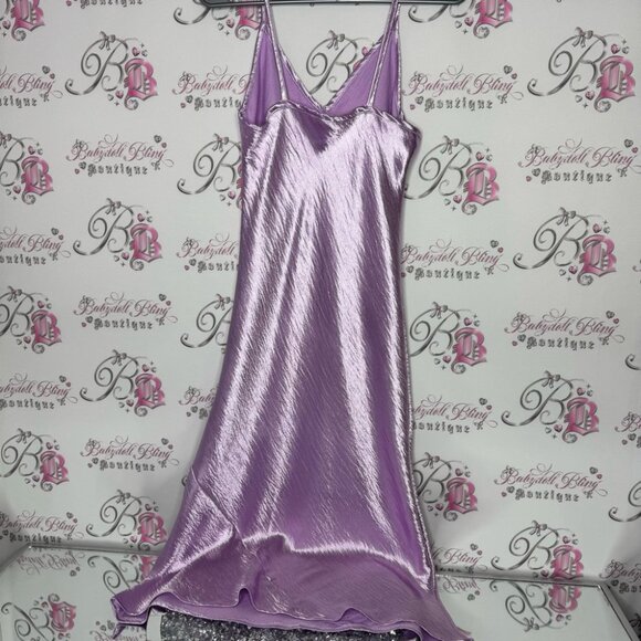 Mikey & Joey dress shimmer shiny lilac purple royal long maxi spaghetti strap - Picture 6 of 11